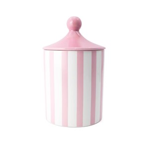 Elegant Ceramic <b>Storage</b> Jar Airtight Lid <b>Kitchen</b> Organizer Pink Stripe Design Durable Food Safe <b>Container</b> - Product Image 1