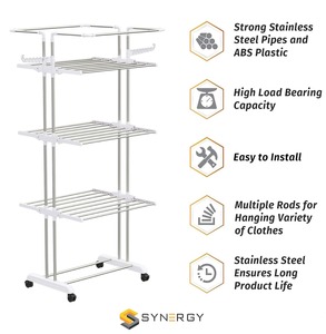 Estante de Secado de Ropa de Acero Inoxidable de Alta Resistencia, Clásico, para Escritorio o Exterior, con 4 Niveles - Product Image 2