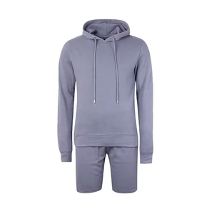 Conjuntos Deportivos Cortos para Hombre, Conjuntos Personalizados de Verano Unisex, Conjunto de Dos Piezas de Algodón para Hombre, Conjunto de Sudadera con Capucha y Pantalones Cortos con Lavado Ácido - Product Image 1