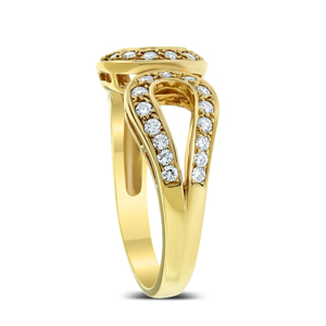 Yellow <b>Gold</b> Diamond <b>Cocktail</b> <b>Ring</b> Round Brilliant Cut Geometric Luxury Unisex Wedding <b>Ring</b> - Product Image 2