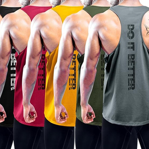 Débardeurs pour hommes à séchage rapide en Spandex/Coton tricoté, col en V, style streetwear, personnalisables pour la gym et l'entraînement - Product Image 1