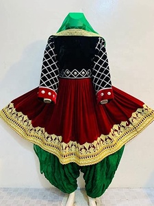 Robe traditionnelle rouge et noire faite à la main, mariage de fête en trois pièces, kafani Kuchi, 2023 - Product Image 4