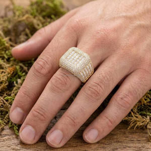 Luxury Iced-Out Baguette & Round Cut Moissanite Diamond <b>Statement</b> <b>Ring</b> 925 Sterling Silver Rhodium Plated Cluster Hip Hop <b>Ring</b> - Product Image 3