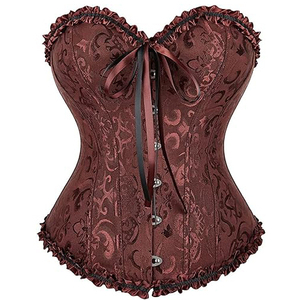 Women's Elegant Brocade Corset Satin Steel Boned Lace Decorations Plus Size 100% Premium Quality Custom Logo Button Decoration - Product Image 1