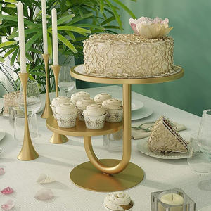 Support à gâteau en métal doré de luxe, décoratif, pour la présentation de desserts, pour mariage, fête, anniversaire, pâtisserie et décoration d'événements - Product Image 4