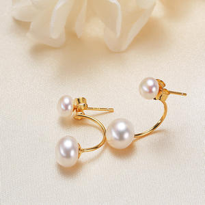 Wholesale Fine Dangle 925 Silver Freshwater <b>Pearl</b> <b>Earrings</b> for Women Zhuji <b>Pearl</b> Ethnic Hair Accessories with Double C Design - Product Image 3