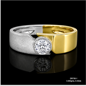 Bague en or jaune 14 carats avec diamant de laboratoire certifié IGI, bijou de luxe pour homme, cadeau de fiançailles, taille brillant rond, qualité VVS-VS - Product Image 1