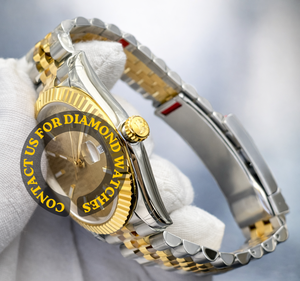 Reloj de Pulsera Personalizado con Diseño Atractivo, Esfera Redonda Amarilla y Correa de Acero Inoxidable de Dos Tonos, Brillante y Resistente al Agua para Hombre - Product Image 6