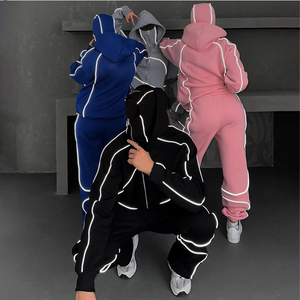 Top Trend Men Clothes Custom Custom Designer Clothes Color Blocking Reflective Strip Hoodie and Sweatpants <b>Tracksuits</b> for Unisex - Product Image 5