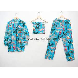 Conjunto de Pijama con Estampado Floral para Mujer, Ropa de Dormir de Algodón, Pantalones de Pijama para Mujer, Camisas de Manga Larga, Pijama Combinado - Product Image 1