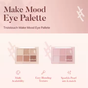 พาเลทอายแชโดว์ TROISTOUCH Make Mood รุ่น 02 สีชมพูอ่อน ผสมผสานเนื้อแมตต์และกลิตเตอร์ สไตล์เกาหลี สำหรับใช้ทุกวัน - Product Image 4