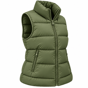 Chaleco Acolchado de Alta Calidad para Mujer, Sin Mangas, con Cuello Alto, para Invierno, Color Sólido, Personalizable - Product Image 3