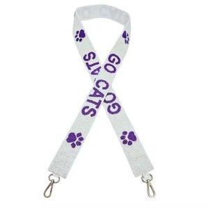 CRYSTAL CRAFT Sangle de sac bandoulière tendance et mignonne, avec broderie motif patte de chat GO CATS et perles de verre, faite main et personnalisable - Product Image 1