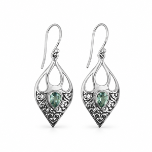 Pendientes Finos Facetados de Plata de Ley 925 con Topacio Azul Natural BER-06 Listos para Enviar en Stock MOQ Bajo Joyería India para Mujer - Product Image 1