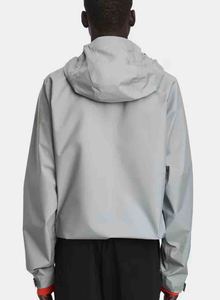 <b>Men's</b> Light Gray Hooded Waterproof Windbreaker <b>Jacket</b> Casual Spring Polyester Zipper Closure Regular <b>Jacket</b> For <b>Men</b> - Product Image 2