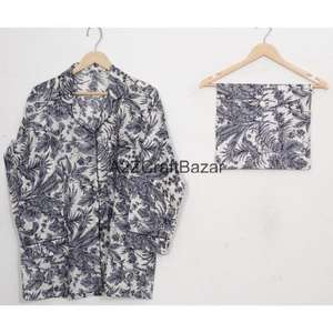 ชุดนอนผ้าฝ้าย 100% ลายดอกไม้สไตล์โบฮีเมียน ระบายอากาศได้ดี เนื้อผ้านุ่มสบาย สำหรับผู้หญิง เอวยางยืด แขนยาว เสื้อและกางเกงขายาว - Product Image 2