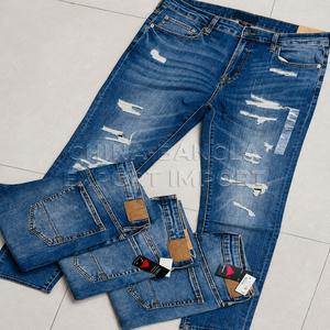 Jeans en denim pour hommes à faible MOQ, couleur unie, indigo délavé, en coton, fabricant de jeans du Bangladesh, vente en gros, lot de surplus - Product Image 3