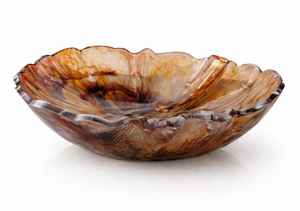 Frutero de resina hecho a mano con efecto piedra en tonos marrones y bordes ondulados, plato multiusos único. - Product Image 2