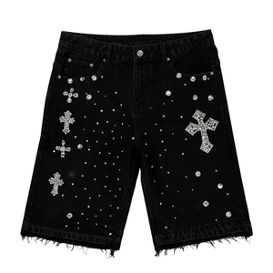 โรงงานผลิตกางเกงยีนส์ขาสั้นประดับเพชรจำนวนมาก รับผลิตแบบ OEM จัดหาสินค้าทั่วโลกสำหรับผู้ค้าปลีก ผู้ค้าส่ง และผู้จัดจำหน่าย - Product Image 1