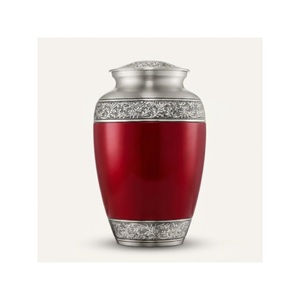 Hand Engraved Leaves Brass Cremation Urn Silver Brushed Metal Funeral Ashes Urn American Style <b>Memorial</b> Burial <b>Vase</b> Low Price - Product Image 3
