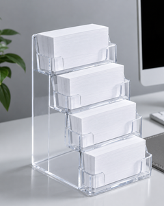 Soporte para tarjetas de visita, exhibición para escritorio, plástico transparente, moderno, personalizado, 6 ranuras, soporte para tarjetas de visita, capacidad para 300 tarjetas, 1 paquete - Product Image 4