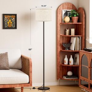 Lampada da Terra Moderna 60 Pollici con Paralume Beige e Asta Nera, Lampade Alte per Soggiorno, Camera da Letto, Ufficio, Sala da Pranzo (Lampadina Non Inclusa) - Product Image 4