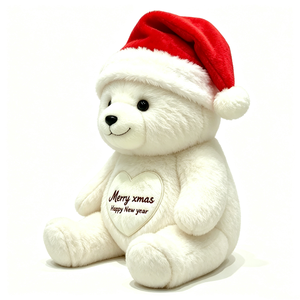 customized Super soft fluffy white bear plush toy High quality embroidered Christmas stuffed bear - Product Image 1