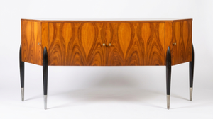 Midcentury Modern Solid Wood <b>Sideboard</b> with Brass Handles and Black <b>Legs</b> Storage for Living Room - Product Image 2