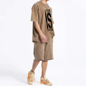 Men's 100% Pure Cotton Short Sleeve Summer Tracksuit Shirt <b>Sets</b> Latest Printed Solid Pattern Boy's Short <b>sets</b> - Product Image 3