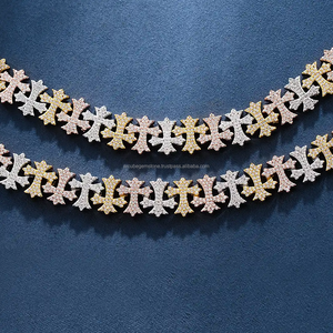 Hip Hop Rock estilo rapero joyería de moda personalizada enlace cruzado Iced Out cadena oro rosa chapado en oro cadena personalizada - Product Image 1