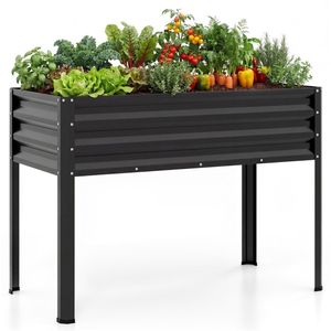 Fioriera Ergonomica in Metallo Nero da 44 Pollici con Fori di Drenaggio, Letto Rialzato da 32 Pollici per Giardino Interno ed Esterno - Product Image 1