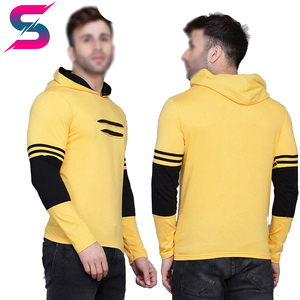 2026 Black And Yellow Contrast Color OEM ODM Service Out <b>Door</b> Casual Wear Latest Style Lightweight Regular Sleeve Hoodies - Product Image 4