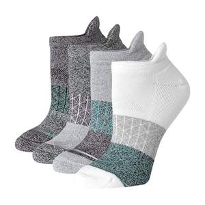 Calcetines tobilleros azul verdoso con detalle en el talón, par de calcetines deportivos blancos de alto rendimiento para correr, de malla transpirable, para equipo deportivo. - Product Image 3