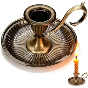 Portavelas de metal de latón antiguo con forma de concha y asa para decoración de iluminación en el hogar, bodas y Navidad. - Product Image 6