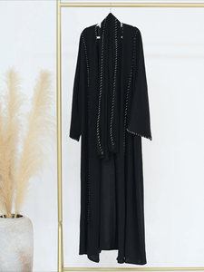 Wholesale ODM Modern Polyester <b>Plus</b> <b>Size</b> Abaya Muslim Women Modest Front Open Summer <b>Dress</b> with Premium Quality Scarf - Product Image 2