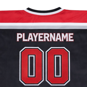 Maillot de hockey sur glace personnalisé noir et rouge par sublimation, uniforme de hockey professionnel respirant pour homme, équipement de match d'élite - Product Image 6