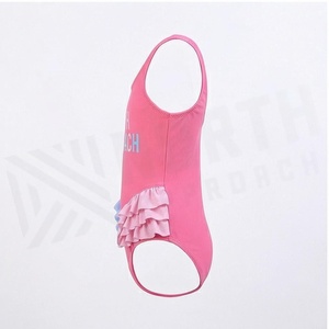 Pink Girls One Piece Swimsuit With Ruffles And North Approach Print Front Round Neck Stretch Swimwear - Product Image 3