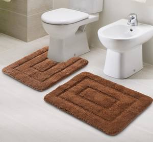 Ensemble de 2 tapis de bain en coton 100% tufté – Ensemble de tapis de salle de bain doux et absorbant – Ensemble de 2 tapis de bain en coton tufté de luxe – Antidérapant - Product Image 1