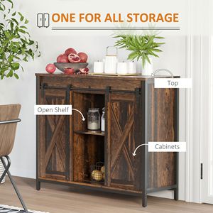 Credenza Rustica Artigianale Stile Fienile con Ripiani Scorrevoli Regolabili per Villa e Ingressi - Product Image 4