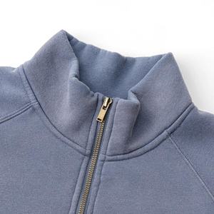 Sudadera Unisex Oversize de Forro Polar con Cremallera de Cuarto, Cuello Alto, Color Liso, Estilo Casual para Otoño, Largo Regular, Tejido de Punto - Product Image 4