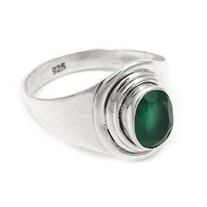 Natural Green Onyx Gemstone Ring Available In 925 <b>Solid</b> <b>Silver</b> Bezel Setting Oval Cut Gemstone Bohemian Jewelry At Lowest Price - Product Image 1