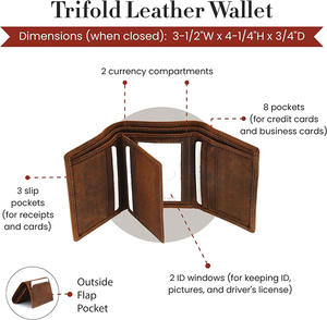 ELEGANT CORPORATION Custom Made Foldable Classic Style Men's Genuine Leather <b>Wallets</b> Casual Fashion Daily Use Card <b>Holder</b> - Product Image 2