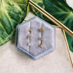 Wholesale 14K Solid Gold Four-Stone Diamond Cluster Stud <b>Earrings</b>, Real Round Cut Diamond Floral Piercing, 18K Gold <b>Fine</b> Jewelry - Product Image 3