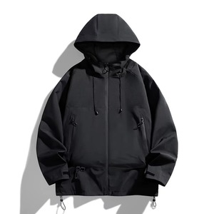 Men's Casual Loose <b>Athletic</b> Polyester Bomber Jacket Zipper Closure Stand Collar Hooded Waterproof Letter for Winter Black - Product Image 6