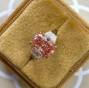 Luxury Women's 18K <b>Gold</b> Radiant Cut Pink Diamond Three Stone Setting <b>Cocktail</b> <b>Ring</b> IGI Certified Engagement Jewelry - Product Image 3