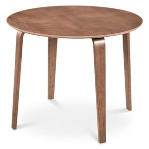 Walnut 37.5\" Round Dining <b>Table</b> with <b>Solid</b> Rubber <b>Wood</b> Legs for 4 People - Product Image 3