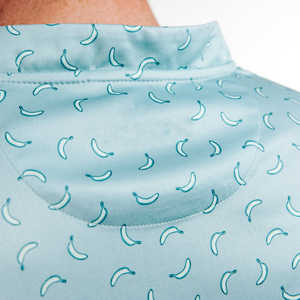 Polo de Hombre Azul Claro con Estampado de Plátanos, Manga Corta, Tejido de Poliéster, Informal, Transpirable, Ropa de Golf - Product Image 5