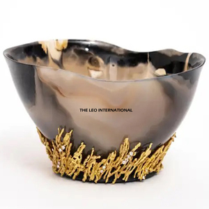 Tazón Decorativo Redondo de Metal Hecho a Mano, Personalizado, con Acabado Brillante en Negro y Plata, Apto para Alimentos y Microondas - Product Image 2