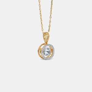 14K Yellow Gold Round Halo Lab Grown Diamond Pendant Necklace - Product Image 6