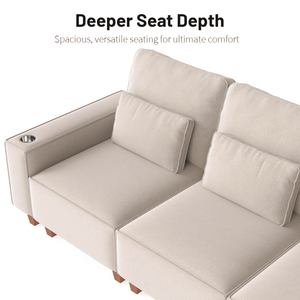 Divano Moderno e Confortevole a 3 Posti in Ciniglia con Seduta Profonda, Portabicchieri in Acciaio Inox Spazzolato e 3 Cuscini Decorativi per Soggiorno - Product Image 6